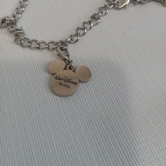 Disney Mickey & Minnie Silver Toned Curb Link July Birth Month Charm Bracelet - Picture 8 of 10